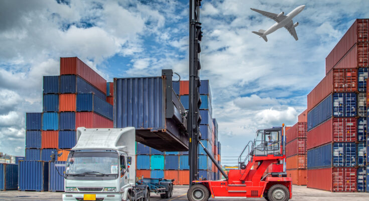 Containers in the port