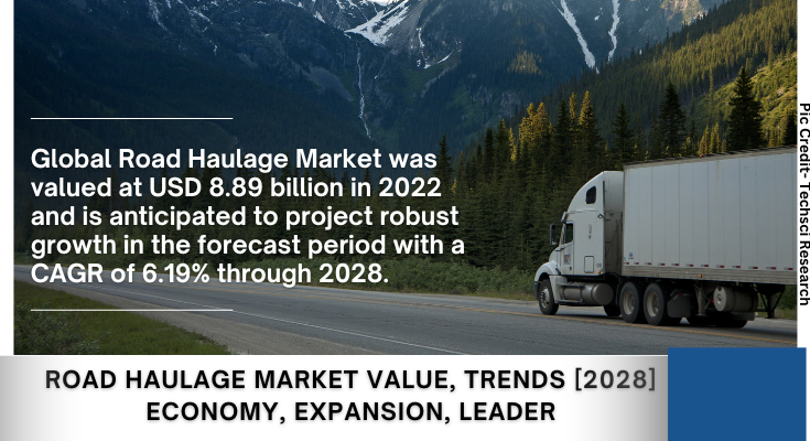 Global Road Haulage Market stood at USD 8.89 billion in 2022 and is expected to grow with a CAGR of 6.19% in the forecast period 2024-2028.