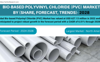 Global Bio-based Polyvinyl Chloride (PVC) Market stood at USD 627.13 million in 2022 & will grow with a CAGR of 6.01% by 2028.