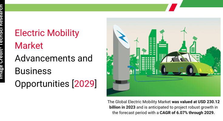 Global Electric Mobility Market stood at USD 230.12 billion in 2023 & will grow with a CAGR of 6.07% in the forecast period.