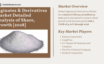 Global Alginates & Derivatives Market stood at USD 421.26 million in 2022& will grow with a CAGR of 4.70% in the forecast 2023-2028.