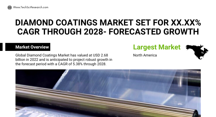 Global Diamond Coatings Market stood at USD 2.68 billion in 2022 & will grow with a CAGR of 5.38% in the forecast period, 2023-2028.