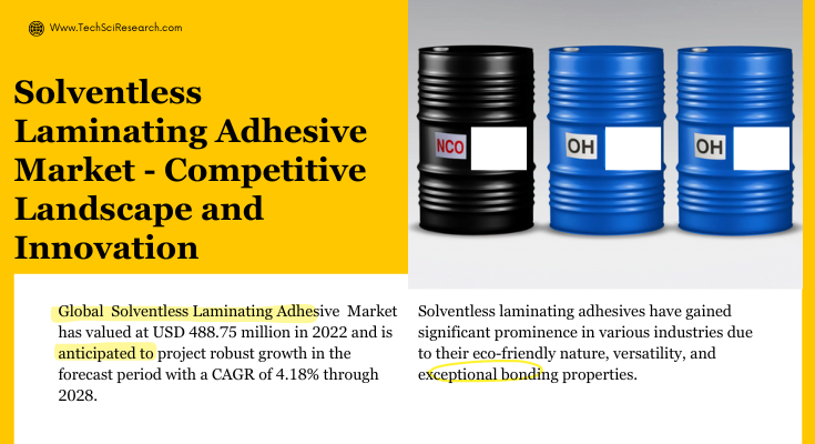 Global Solventless Laminating Adhesive Market stood at USD 488.75 million in 2022 & will growth in the forecast with a CAGR of 4.18% by 2028.